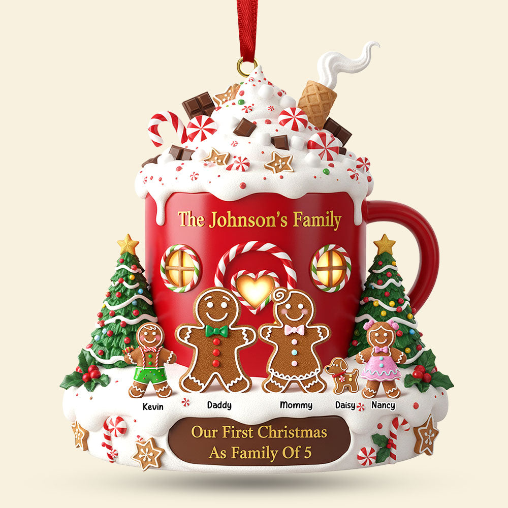 Gingerbread Family Ornament - Personalized Gift For Family Christmas Ornament 01HYTI311025-Homacus