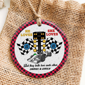 Personalized Gifts For Couple Christmas Ornament 02huti061023 Racing Fans-Homacus