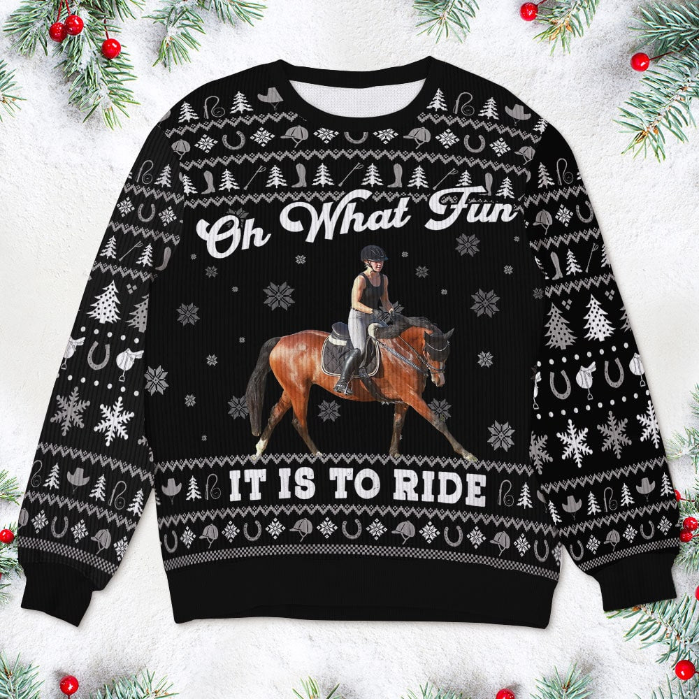 Custom Photo Gifts For Horse Riding Lovers Ugly Sweater 03pgti091024-Homacus