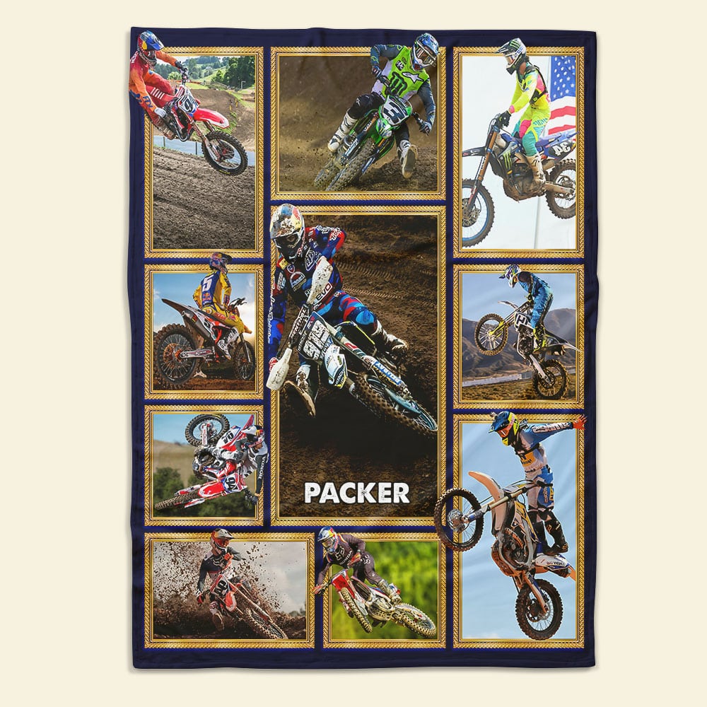 Dirt Bikes Motocross Photo Collage Blanket - Custom Photo Gifts-Homacus
