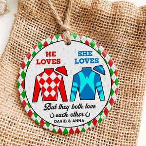 Personalized Gifts For Couple Ceramic Ornament 01huti101023 Horse Racing Fans-Homacus