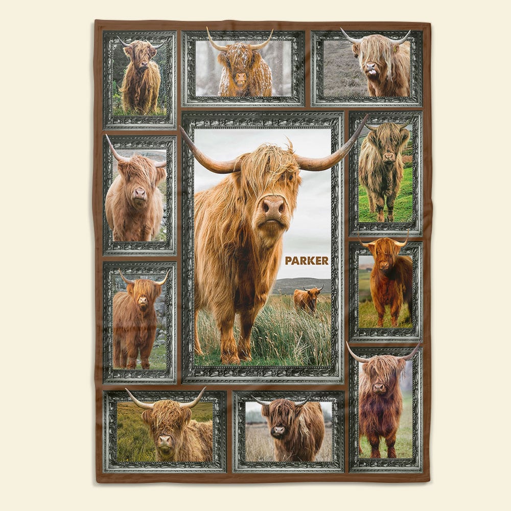 Highland Cow - Personalized Photos Collage Blanket 031qhti311224-Homacus