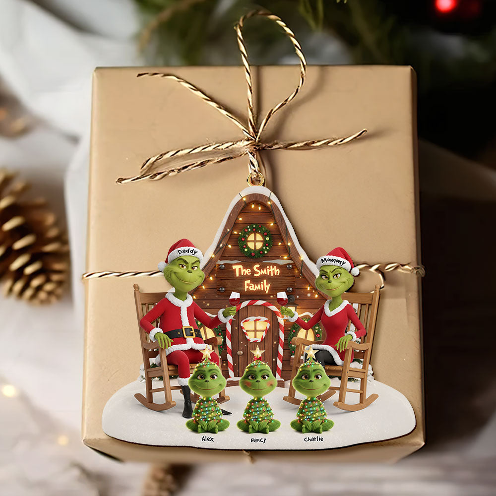 Green Monster Family Ornament - Personalized Gift For Family Christmas Ornament 04OHTI171025-Homacus