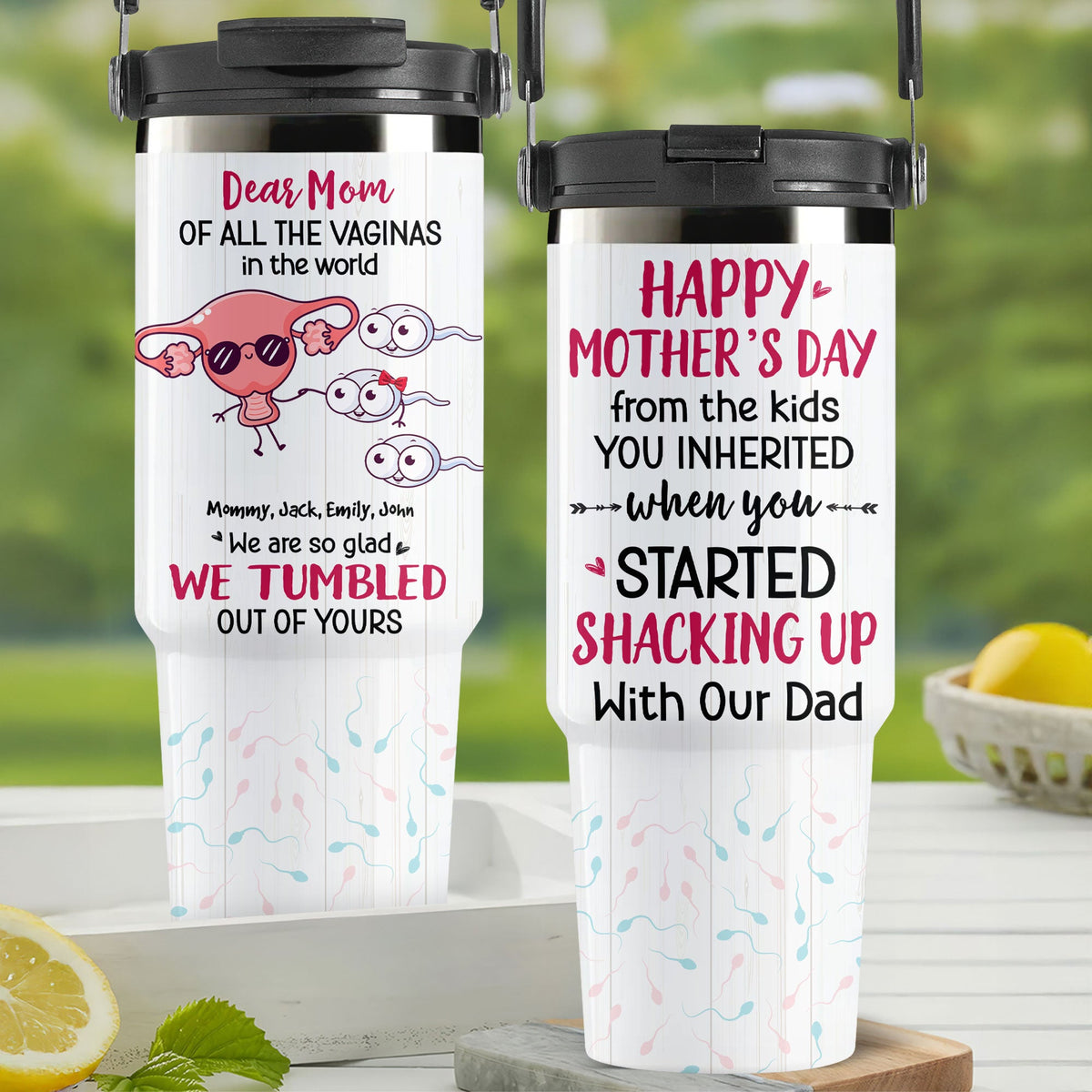 Personalized Gifts For Mom Tumbler Cup Mother's Day Vagina Mom And Kids 01NATI020425-Homacus