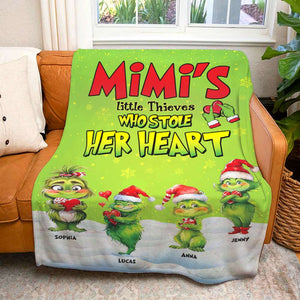 Little Thieves Who Stole Her Heart, Gift For Grandma, Personalized Blanket, Green Kid Blanket, Christmas Gift 02HTTI151123-Homacus