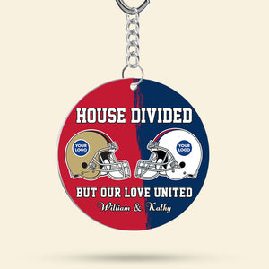 Personalized Gifts For Football Couple Keychain 03huti240125 House Divided-Homacus