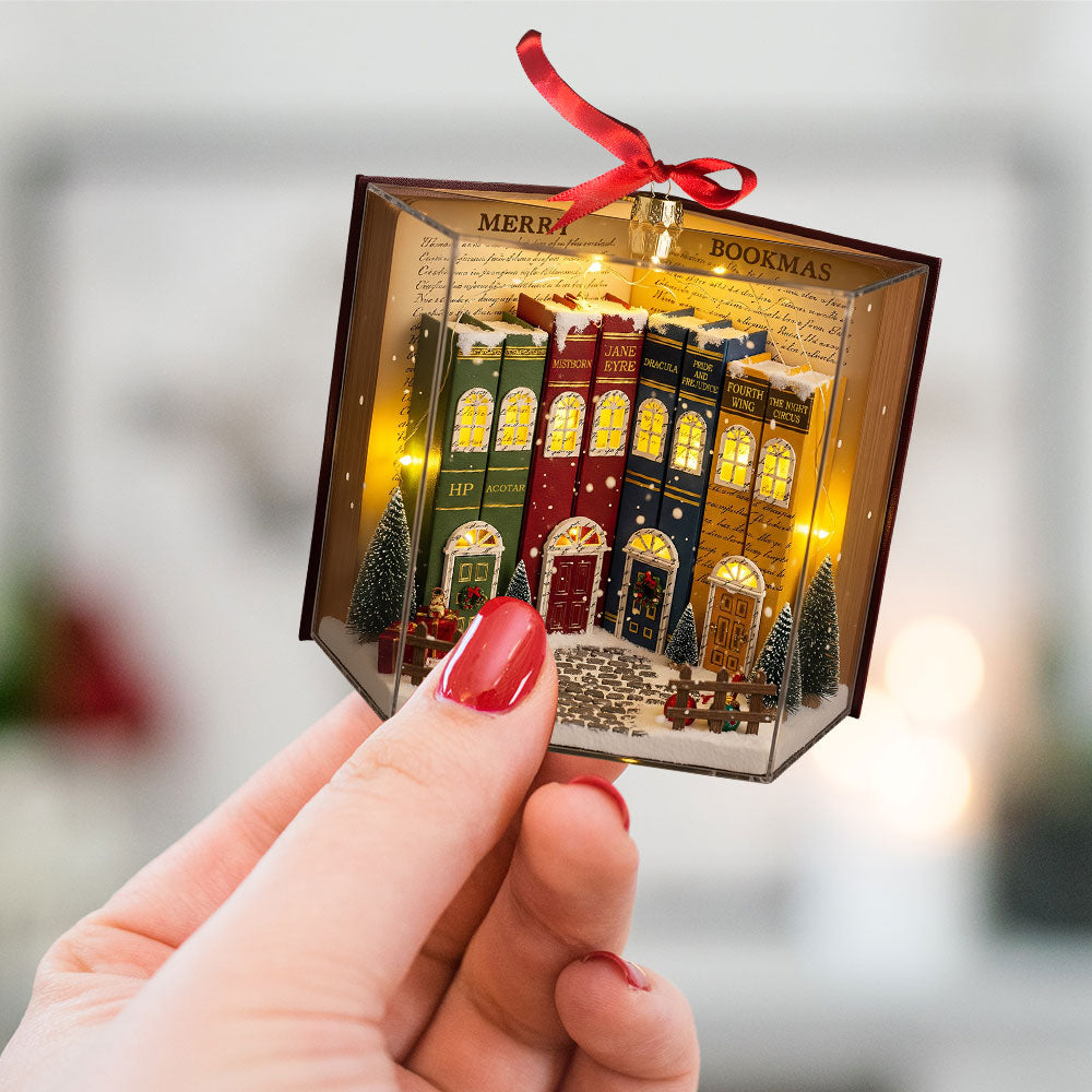 Book Town In A Jolly Christmas Night Acrylic Ornament, Personalized Gifts For Book Lovers 05qhti280825-Homacus