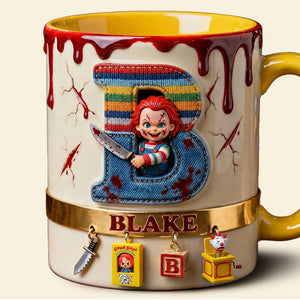 Playful Horror Alphabet Initial Letter Accent Mug, Personalized Gifts For Horror Fan 01QHTI130126-Homacus