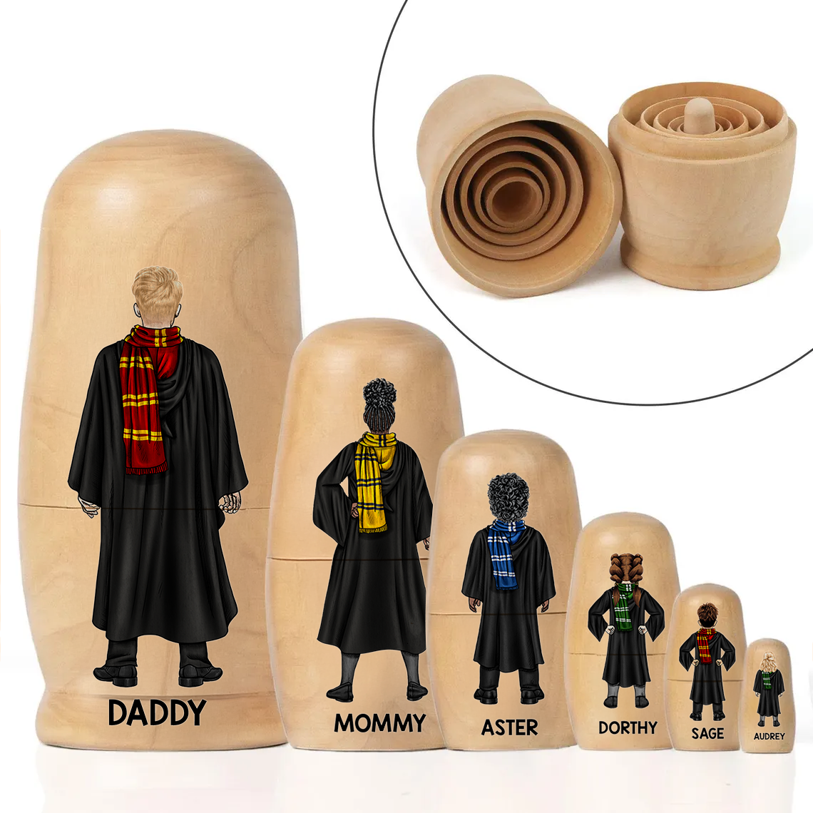 Fantasy School Family Nesting Dolls - Personalized Gifts For Family Wooden Nesting Dolls 05QHHU090426TM-Homacus