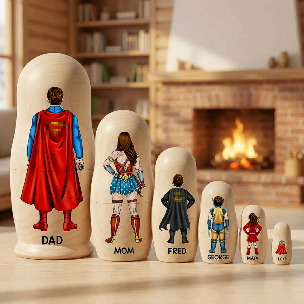 Power Family Wooden Nesting Dolls - Personalized Mother's Day Gifts 01qhhu080426-Homacus