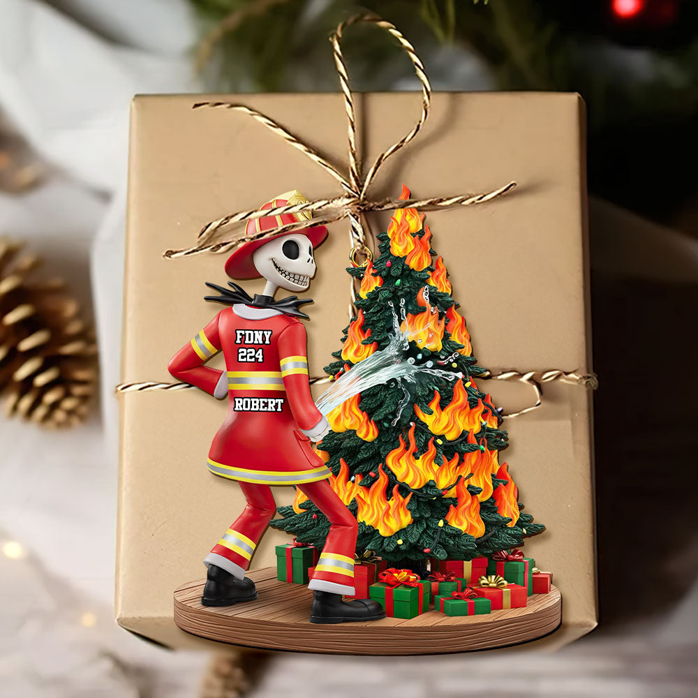 Funny Spooky Firefighter Ornament - Personalized Gifts For Firefighter 06huti071025-Homacus