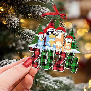 Personalized Gifts For Family, Dogs Sitting Christmas Tree Ornament 02OHTI011124-Homacus