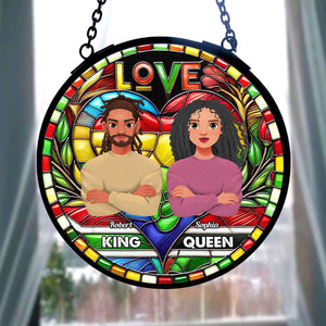 Personalized Gifts For Black Couple Stained Glass, Proud King & Queen 04qhti030125pa-Homacus