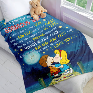 Personalized Gifts For Couples Blanket 03huti220724hg Couple Kissing in Moonlight-Homacus