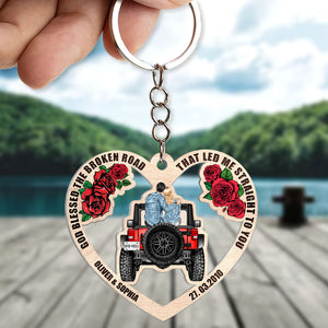 Personalized Gifts For Couple Keychain The Broken Road Led Me Straight To You-Homacus