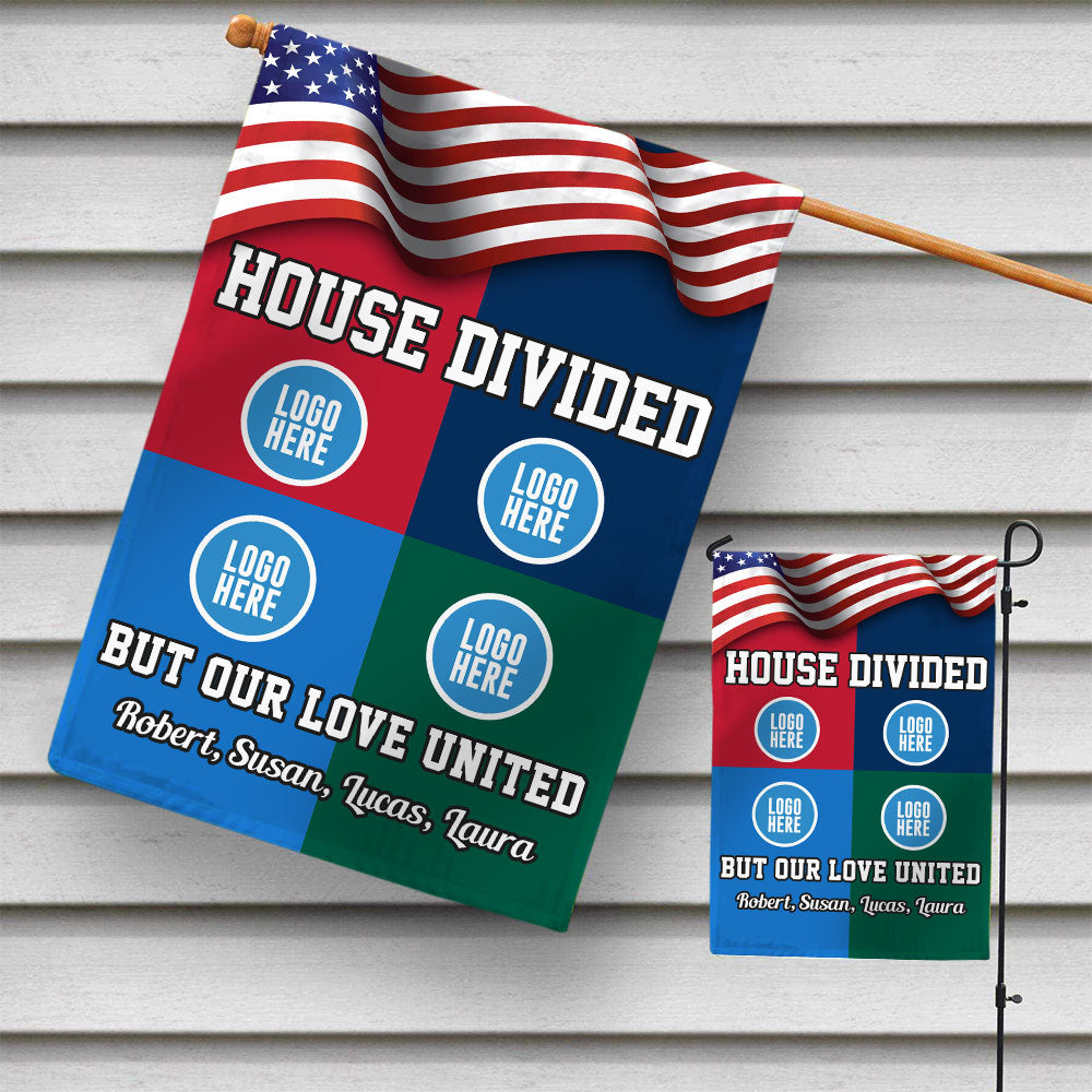 American Football House Divided Flag - Custom Team Logo Gifts For Football Lovers-Homacus