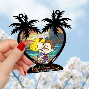 Personalized Gifts For Couple Suncatcher, Hugging Couple At Beach 05NATI310724HHHG-Homacus