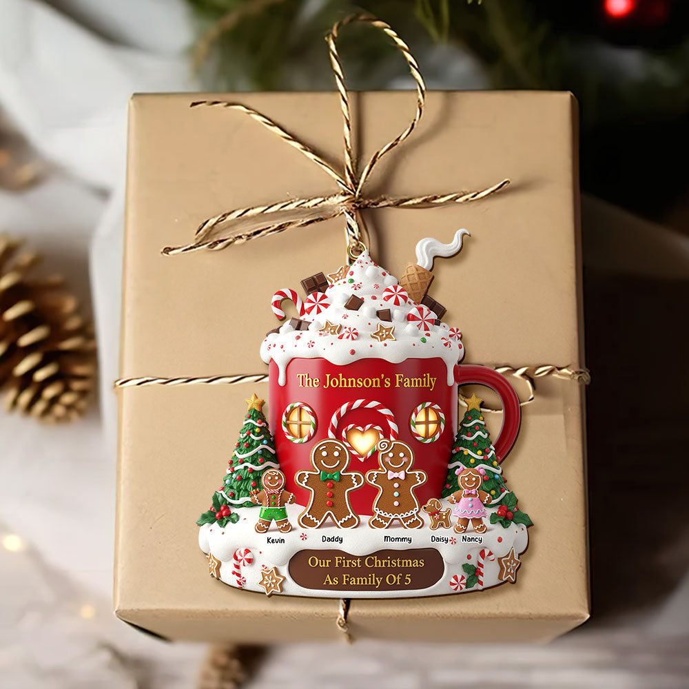 Gingerbread Family Ornament - Personalized Gift For Family Christmas Ornament 01HYTI311025-Homacus