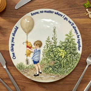 Anniversary Kid And Bear Plate - Personalized Gift For Kids Ceramic Round Plate 02HUTI160125-Homacus