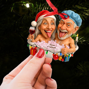 Funny Bathtub Couple Ornament - Custom Photo Gifts For Couple 02nati210825-Homacus
