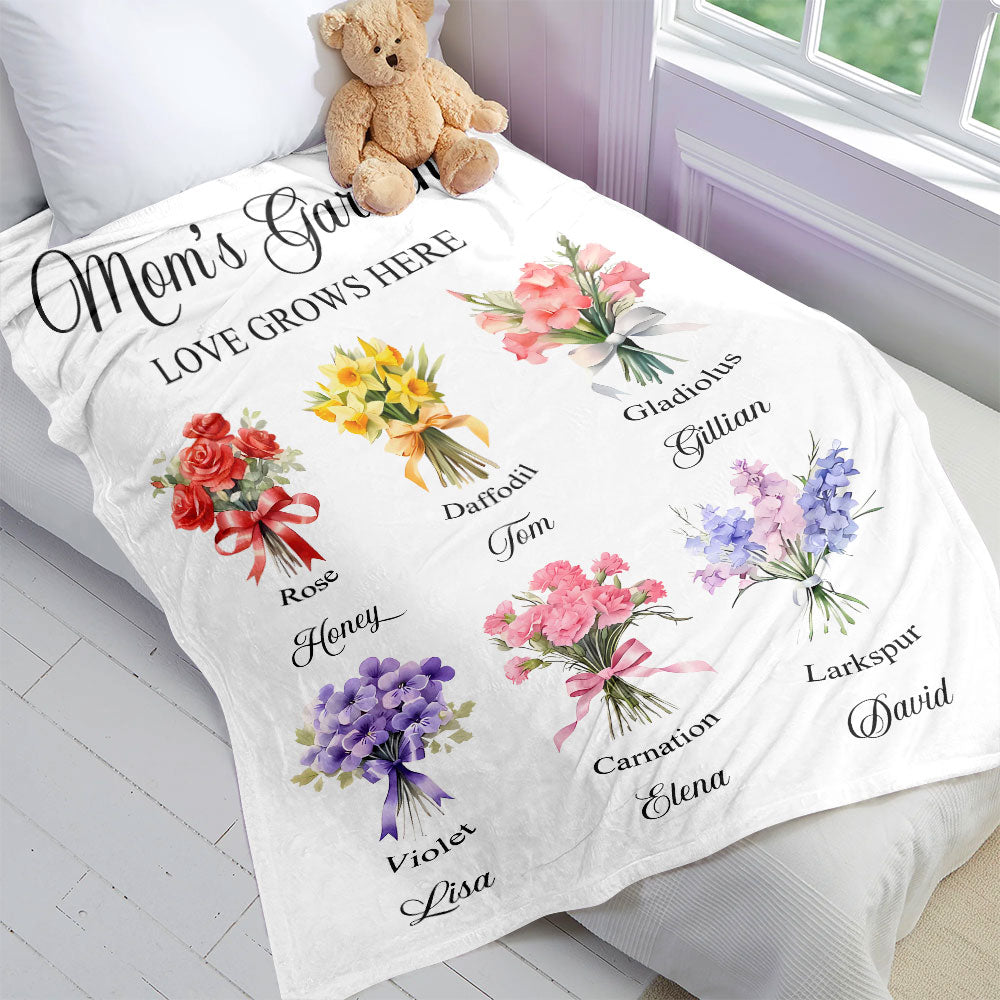 Personalized Gifts For Mom Blanket Mom's Garden-Homacus
