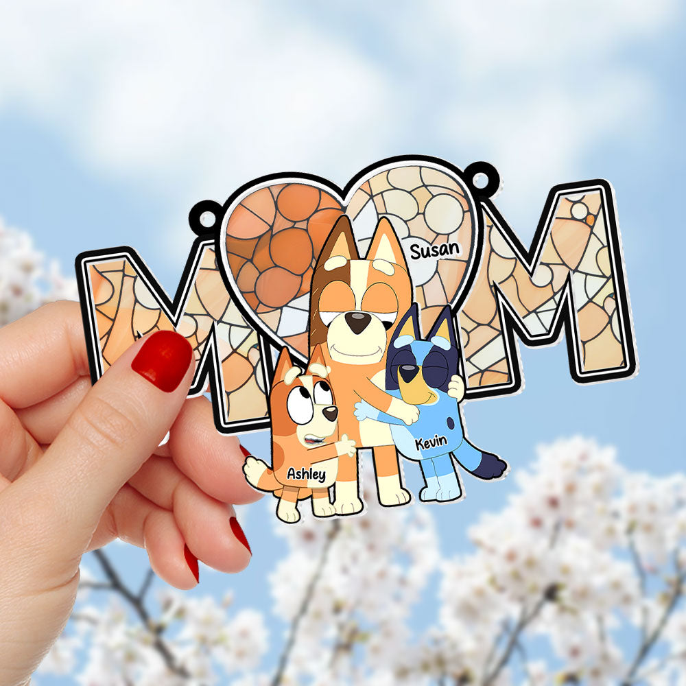 Personalized Gifts For Mom Suncatcher Ornament, Mom Hugging Her Beloved Kids 03qhti270225-Homacus