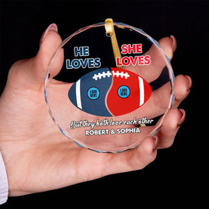 Football Couple Ornament - Couple Divided - Custom Team Logo Gifts For Football Lovers-Homacus