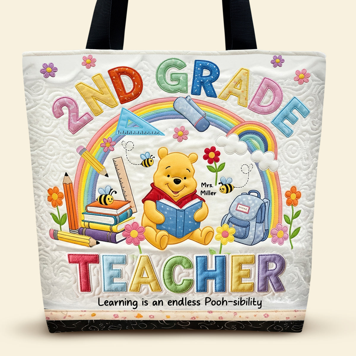 Cute Postitive Teacher Tote Bag, Personalized Gifts For Teacher 04qhti220725-Homacus