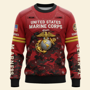 Military Knitted Ugly Sweater - Personalized Gifts For Veteran Ugly Sweater 02PATI051125-Homacus