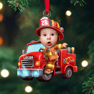 Custom Photo Gifts For Kids Christmas Ornament - Firefighter Themes-Homacus