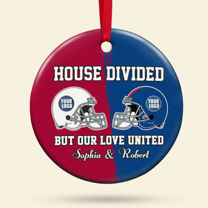 Football House Divided Ornament - Custom Team Logo Gifts For Family Football Fans-Homacus