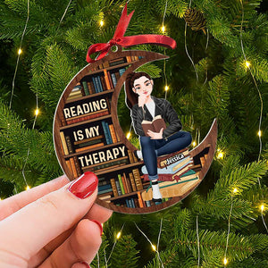 Personalized Gift For Book Lovers, Reading Is My Therapy Acrylic Ornament 02TOTI200924PA-Homacus