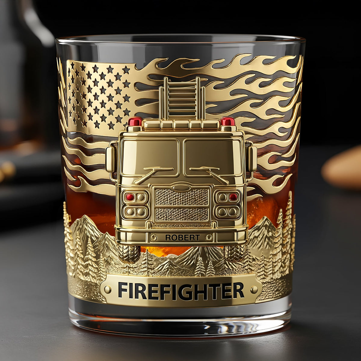 Firefighter Fire Dept Whiskey Glass, Personalized Gifts For Firefighter Retirees and Active Duty 03qhti050825-Homacus