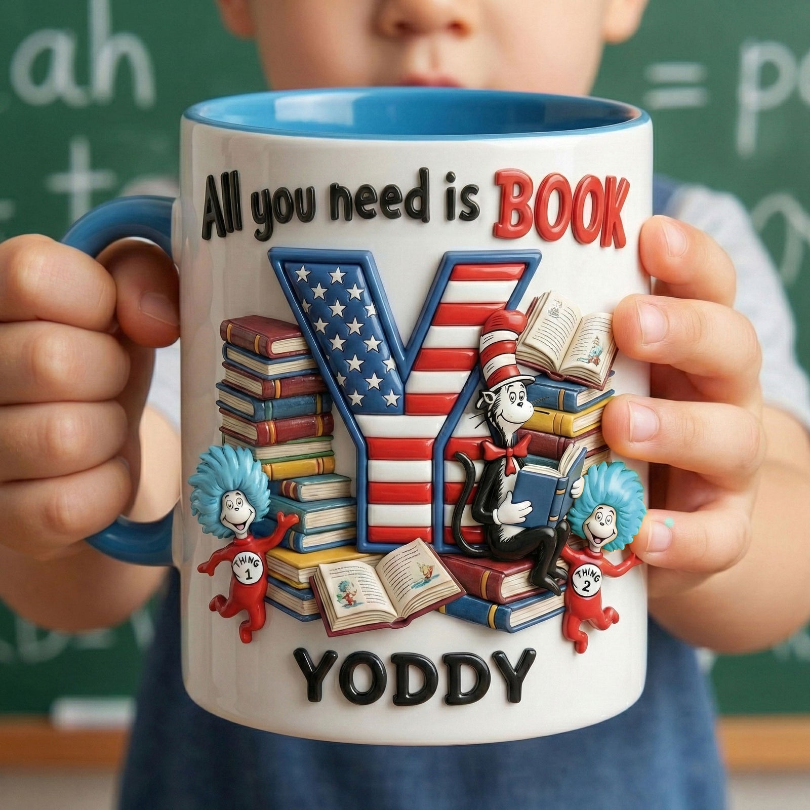 Bookworm Initial Letter Accent Mug - Personalized Gift For Book Lovers 05PATI070226-Homacus