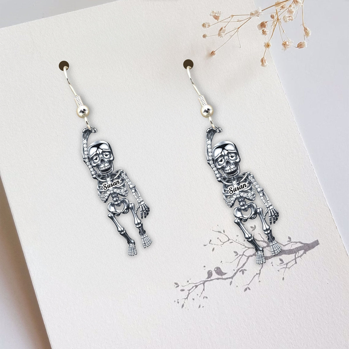 Funny Tired Skeleton Earrings - Personalized Gifts For Exhausted Humans 04qhti240625-Homacus