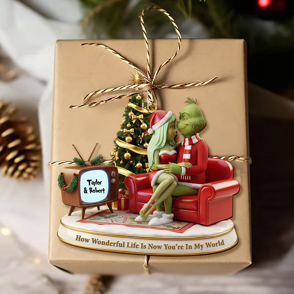 Green Monster Couple Ornament - Personalized Gift For Couple Christmas Ornament 07PATI231025-Homacus