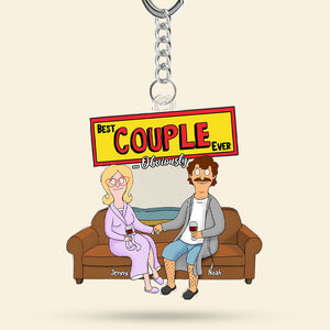 Personalized Gifts For Couple Keychain, Happy Couple On Sofa 03qhti100225hg-Homacus