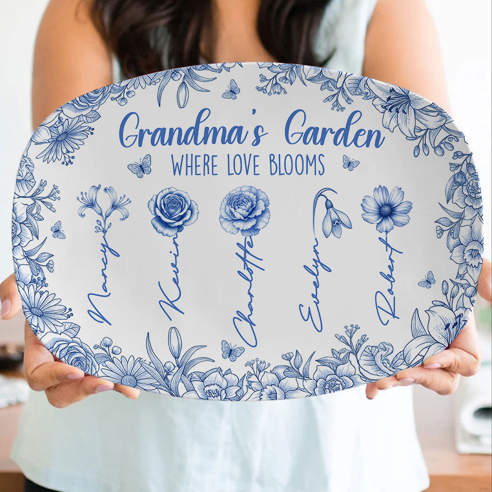 Birth Month Flowers Plate - Personalized Gifts For Grandma 05pgti190925-Homacus