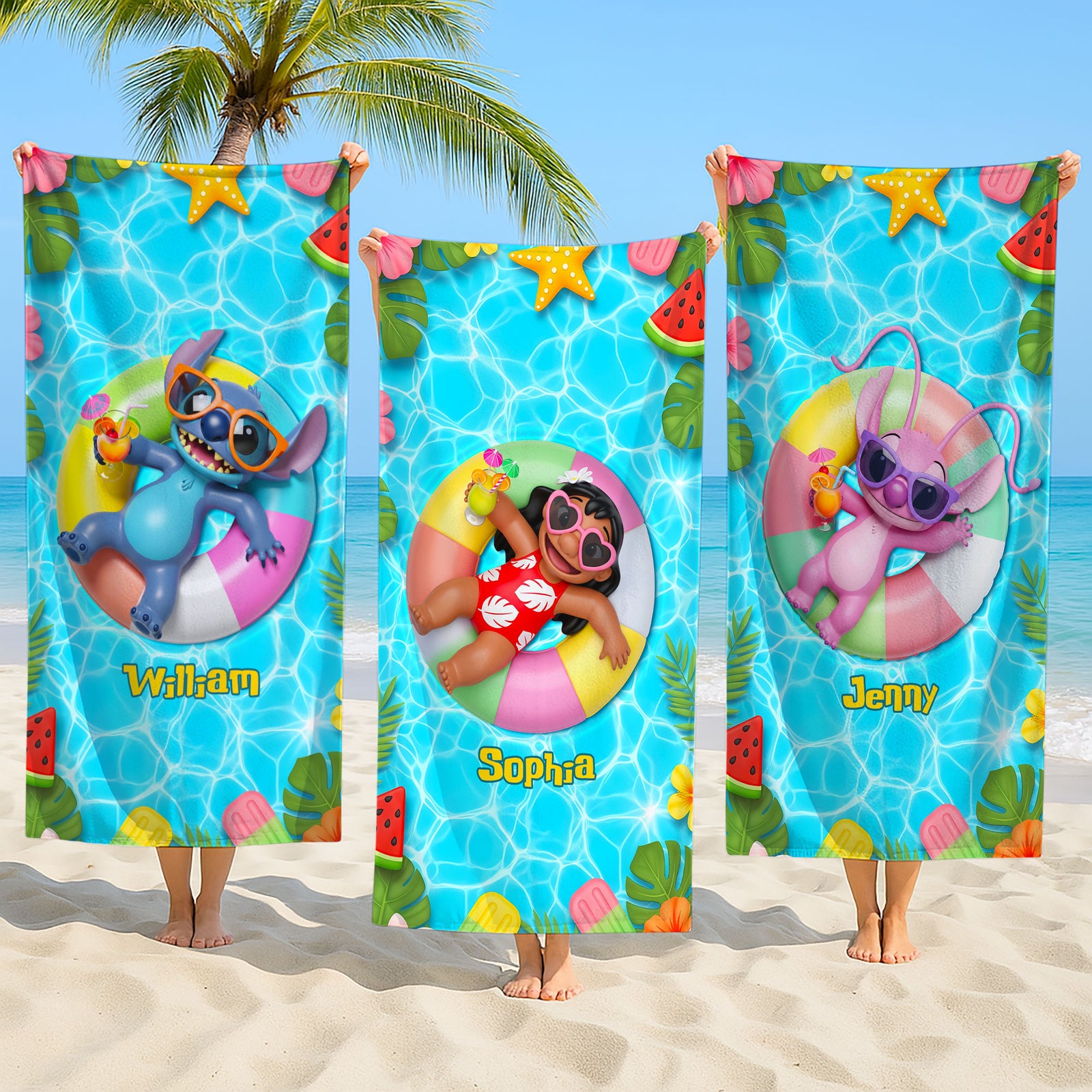 Cute Ailen Beach Towel - Personalized Gifts For Cartoon Lovers 01pgti010825-Homacus