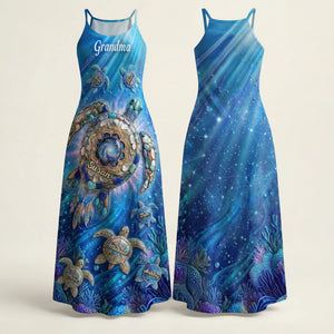 Turtle Grandma And Kids Maxi Dress - Personalized Gifts For Grandma 05HUTI080426-Homacus