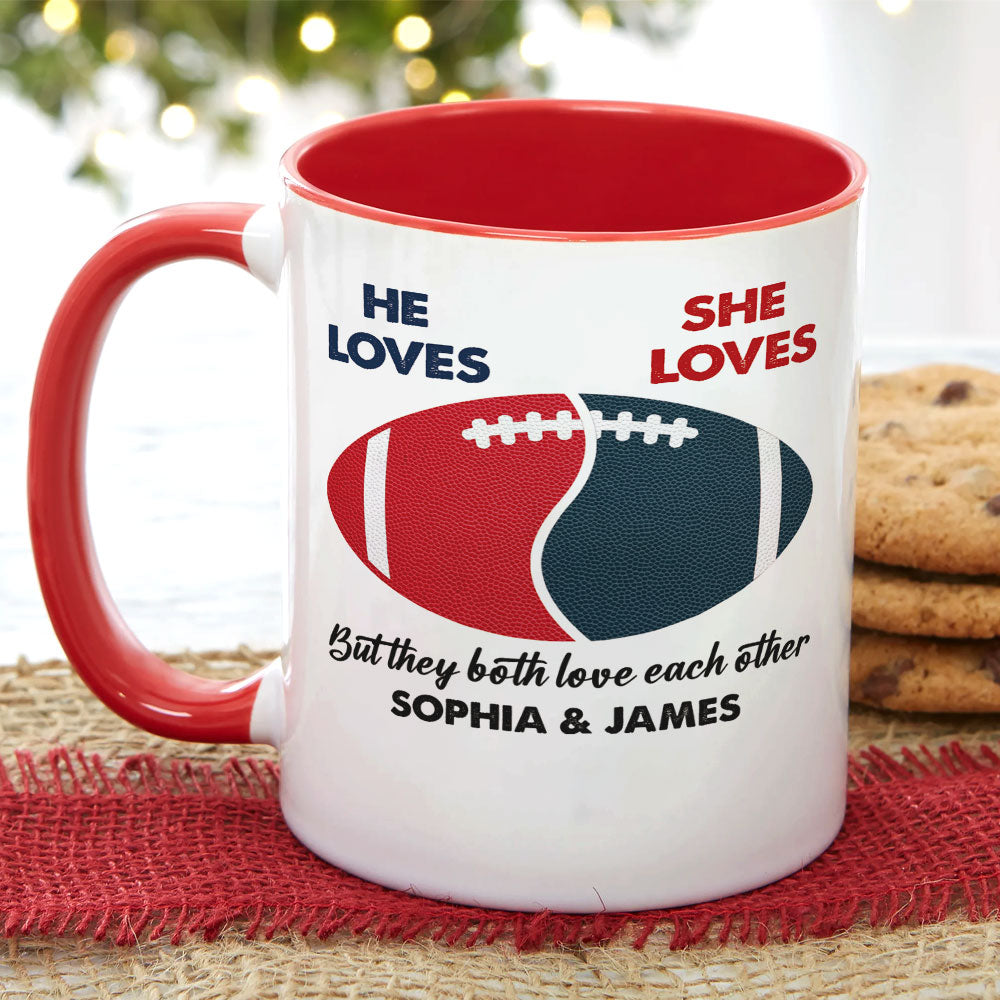 Football Couple Accent Mug - Couple Divide - Custom Team Logo Gifts For Football Lovers-Homacus
