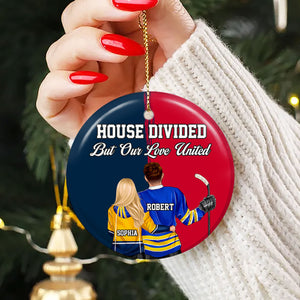 Hockey Couple Ornament - House Divided - Personalized Christmas Gifts For Hockey Lovers-Homacus