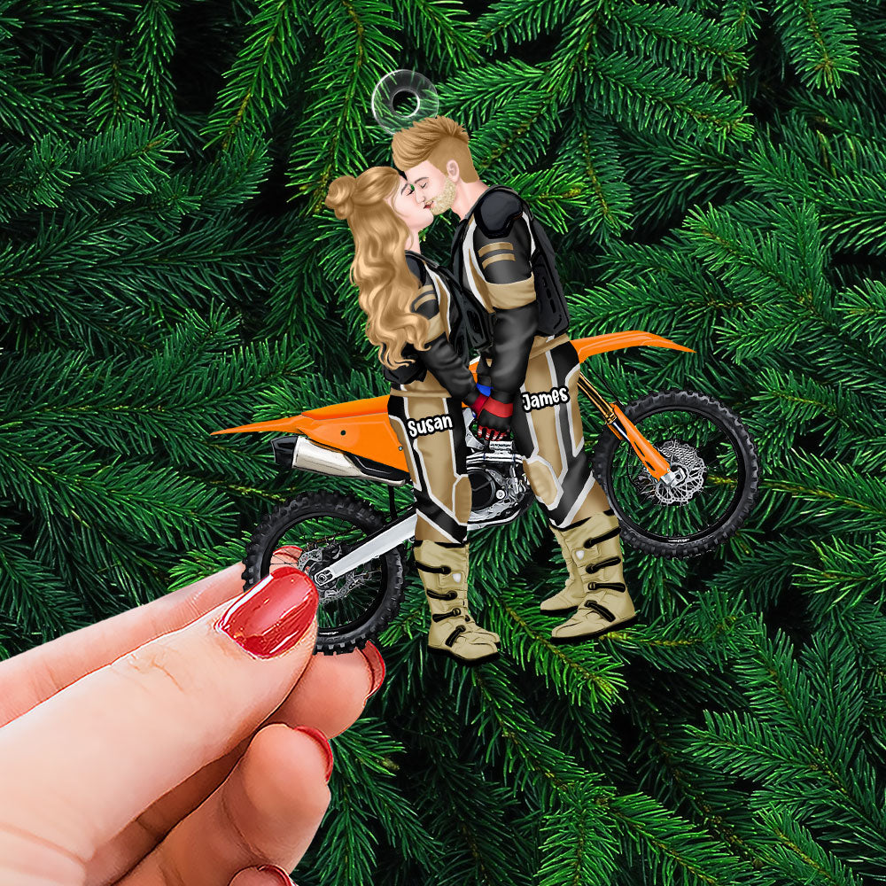 Personalized Christmas Gift For Couple Ornament Motorcross Couple 014ACTI111124PA-Homacus