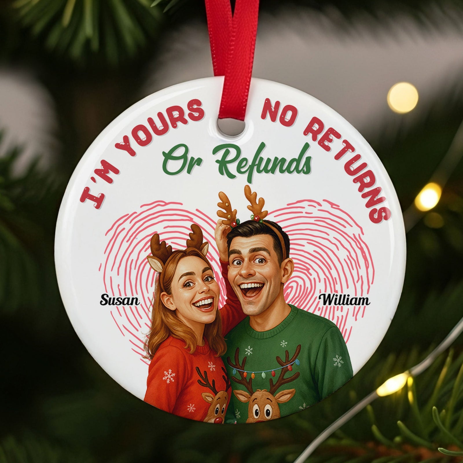 Caricature Couple Ornament - Custom Photo Gifts For Couple 03pgti270825-Homacus