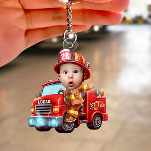 Custom Photo Gifts For Kids Keychain - Firefighter & Police Themes-Homacus