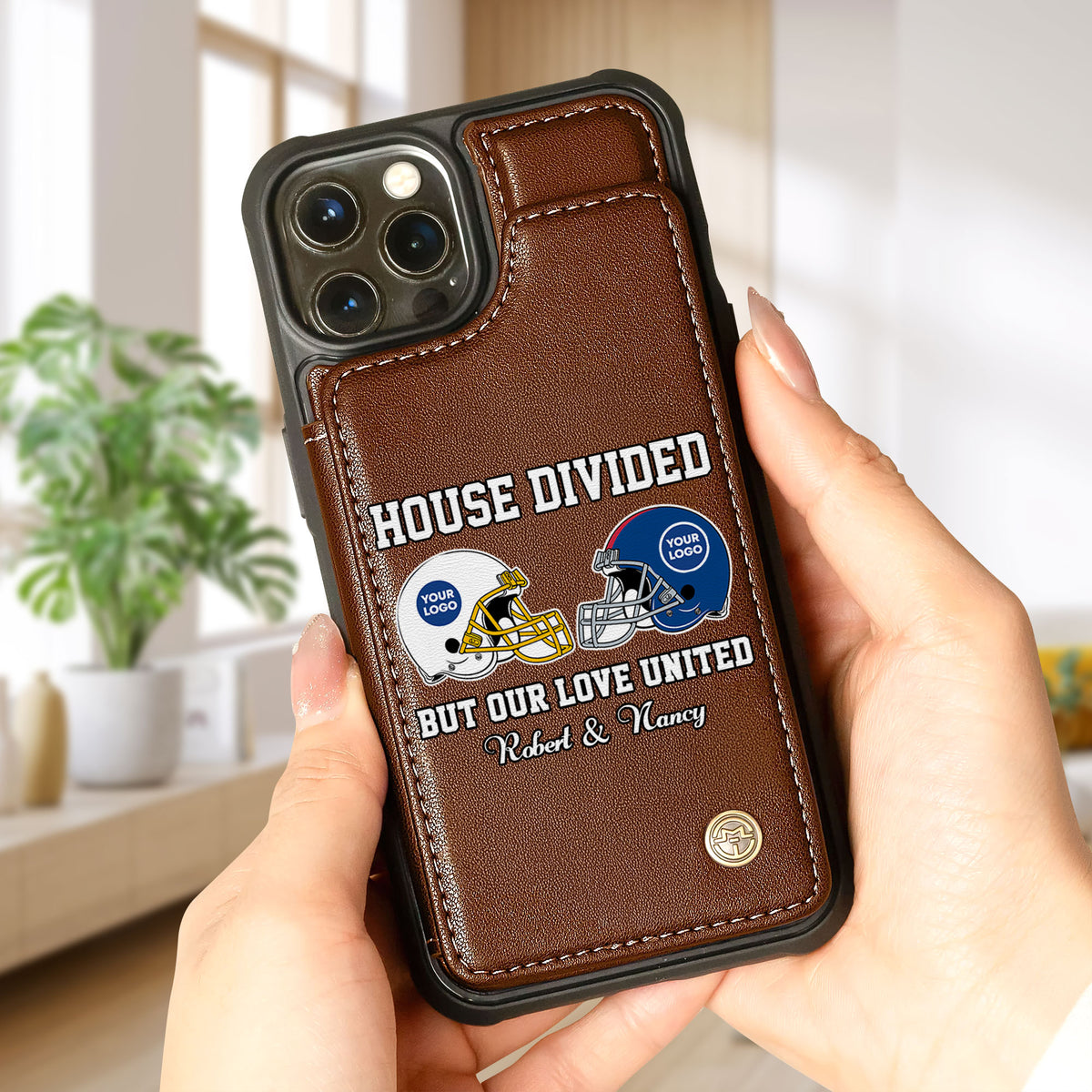 Personalized Gifts For American Football Couple Leather Flip Wallet Phone Case 07huti210225-Homacus