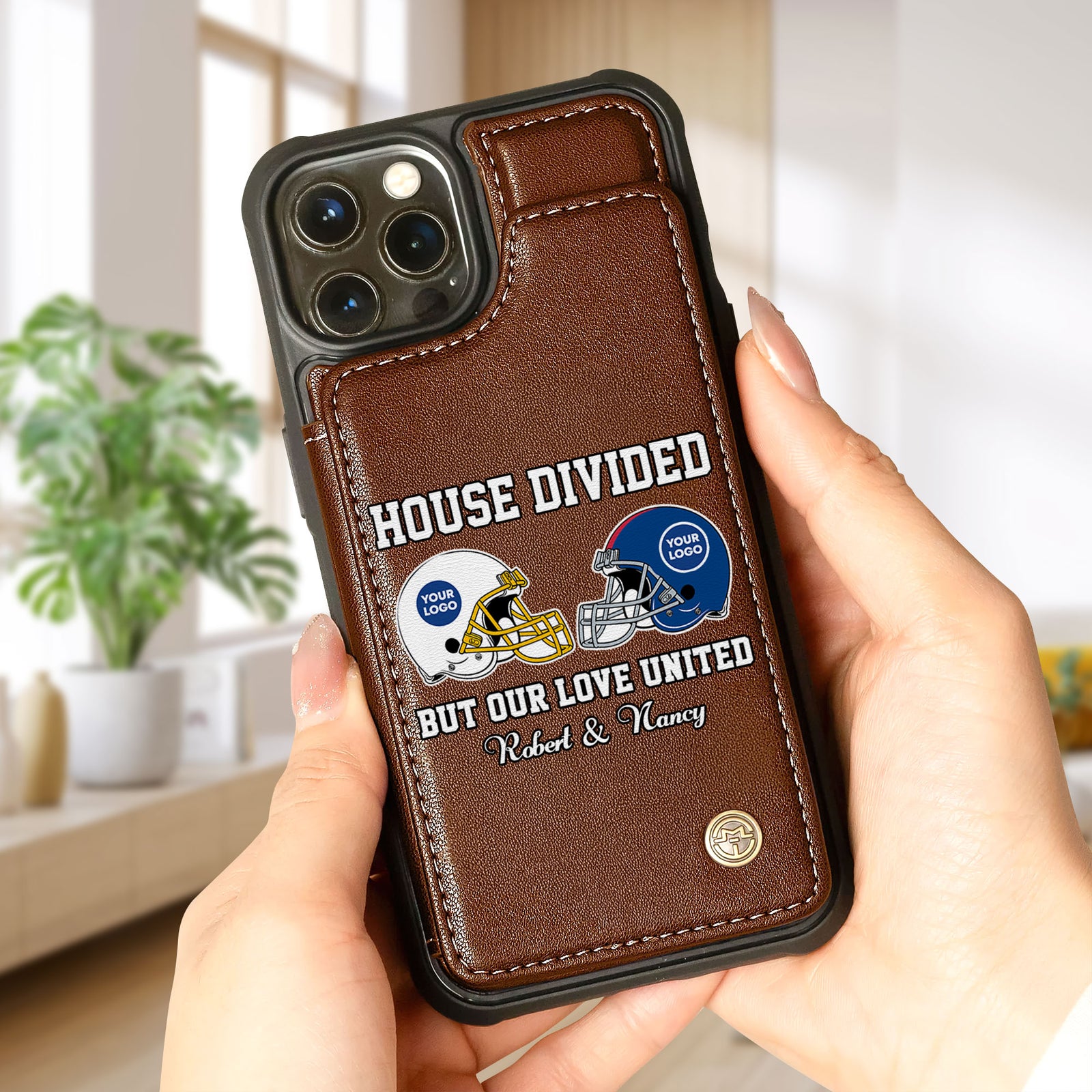 Personalized Gifts For American Football Couple Leather Flip Wallet Phone Case 07huti210225-Homacus