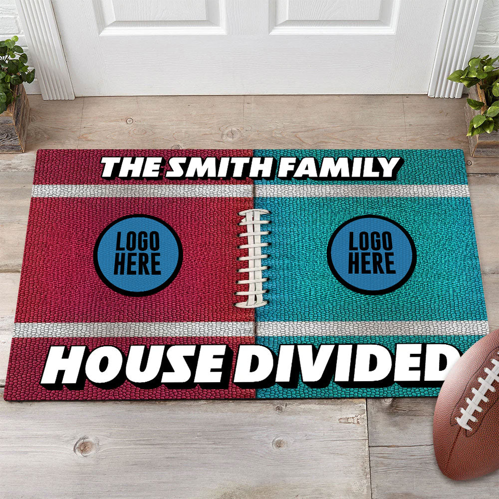 American Football House Divided Doormat - Custom Team Logo Gifts For Football Lovers-Homacus