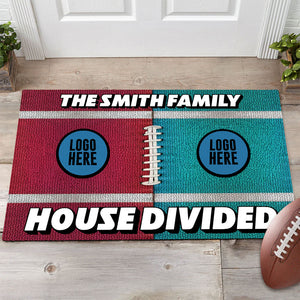 Football House Divided Doormat - Custom Team Logo Gifts For Football Lovers-Homacus