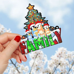 Personalized Gifts For Family, Cartoon Dog Sitting Christmas Tree Suncatcher Ornament 04OHTI200924-Homacus